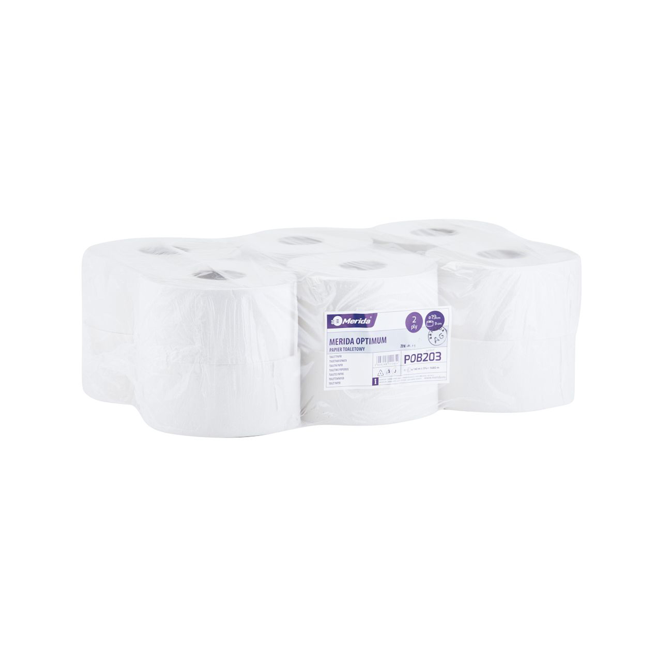 Papier-Toaletowy-Bialy-19-Cm-Merida-POB203.jpg Papier toaletowy dwustronny biały Merida 12 szt - obrazek 1